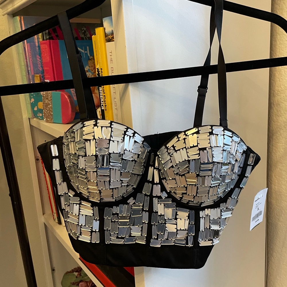 Mirror Silver Corset Crop Top